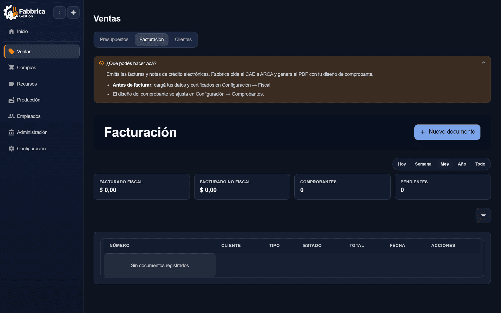 Fabbrica Gestión — Facturación electrónica ARCA con diseño de comprobante propio