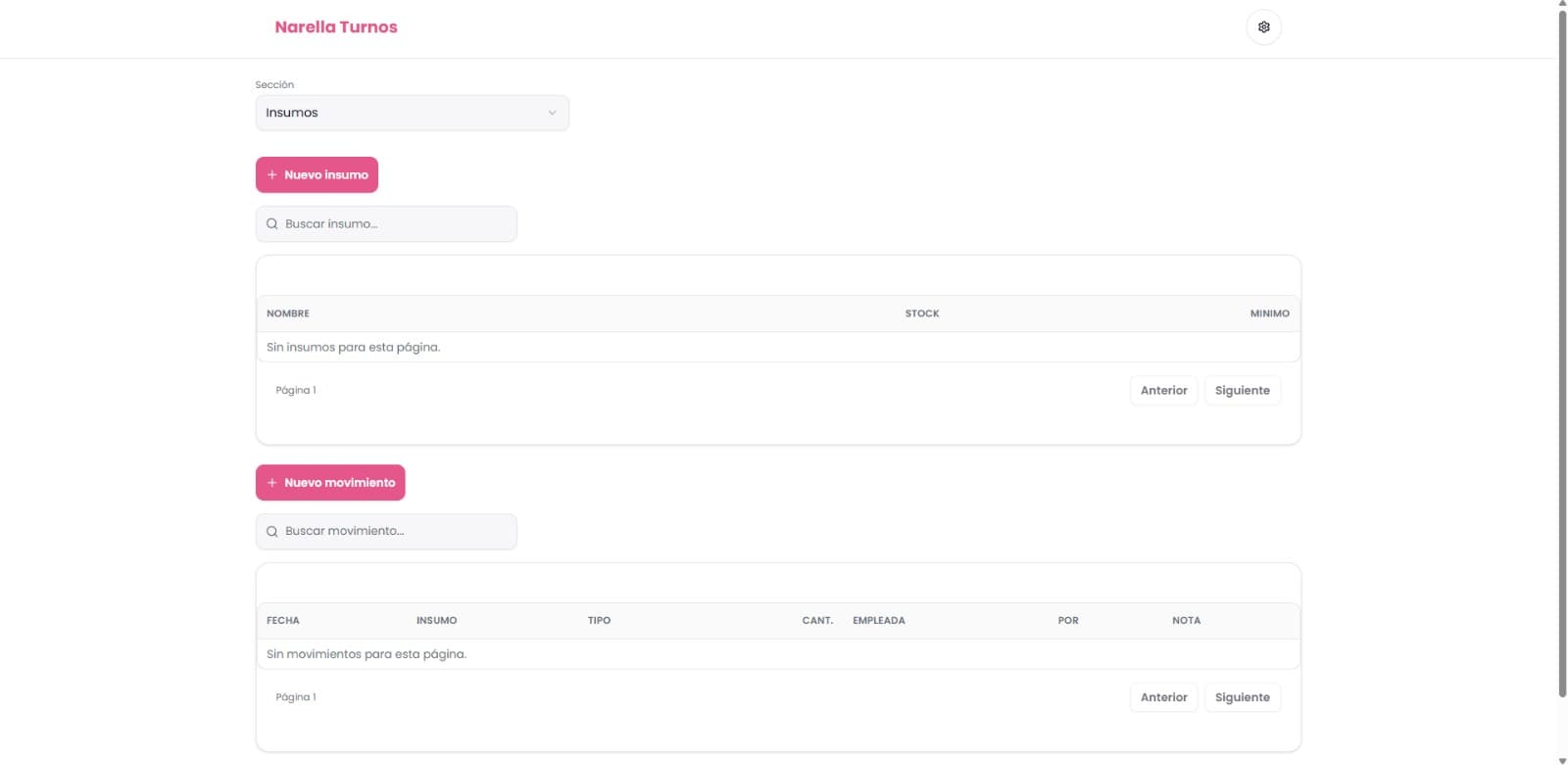 Narella — Configuración del sistema